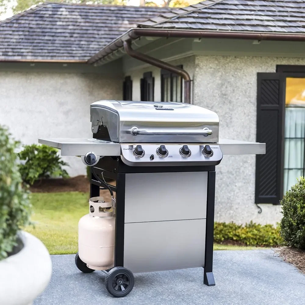 

BBQ Grill Convective 4-Burner With Side Burner Cart Propane Gas Stainless Steel Grills Outdoors Grill Portable BBQ Grill