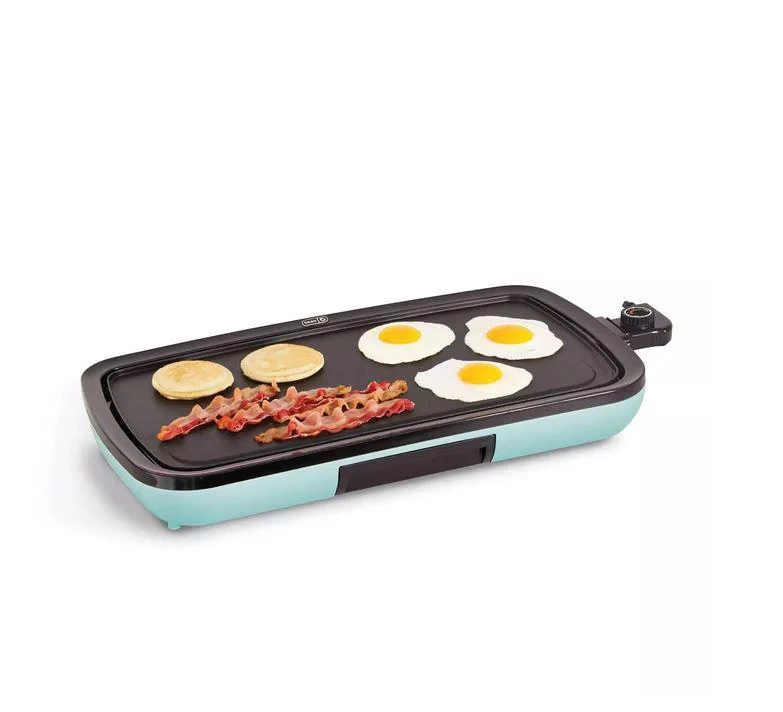 

Electric Griddle for Pancakes Burgers, Quesadillas, Eggs & other on the go Breakfast, Lunch & Snacks with Drip Tray + Included R