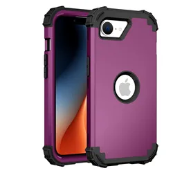 Heavy - Duty 3 - in - 1 Rugged Protective Phone Case with Soft TPU Silicone Lining and Hard Plastic Exterior for iPhone 16e 17 e (Purple)