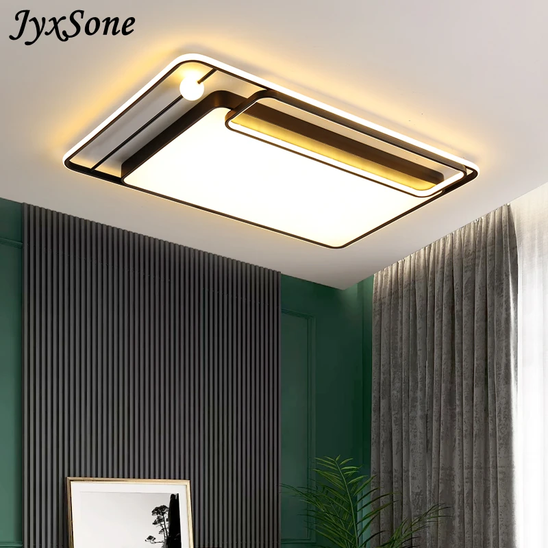 Modern Nordic Led Ceiling Light for Living Room Bedroom Dining Room Home Black/Gold Ceiling Light with Remote Control Dimming fall ceiling light