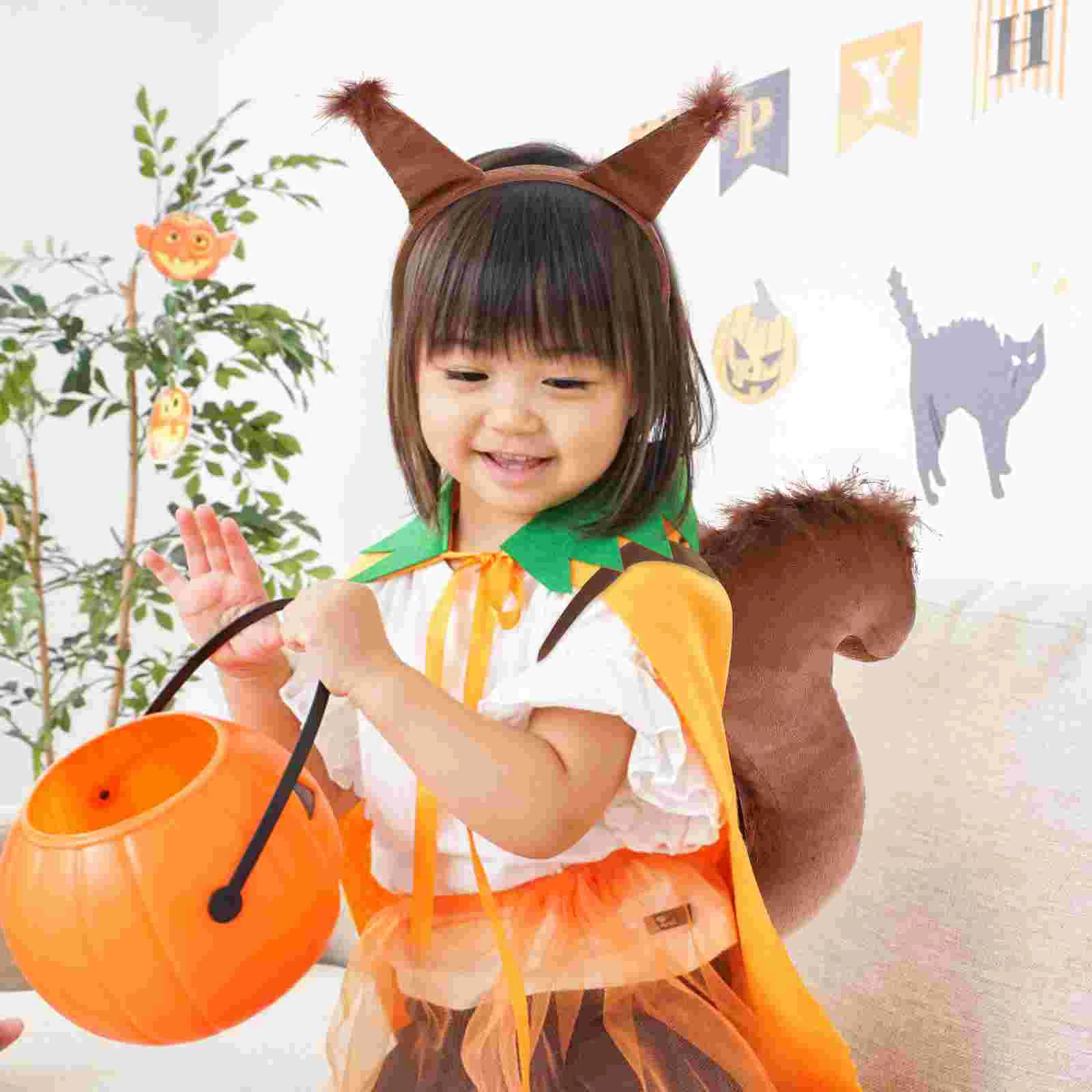 Headband Squirrel Tail Cosplay Costume Aldult Ear Headdress Coffee for Children