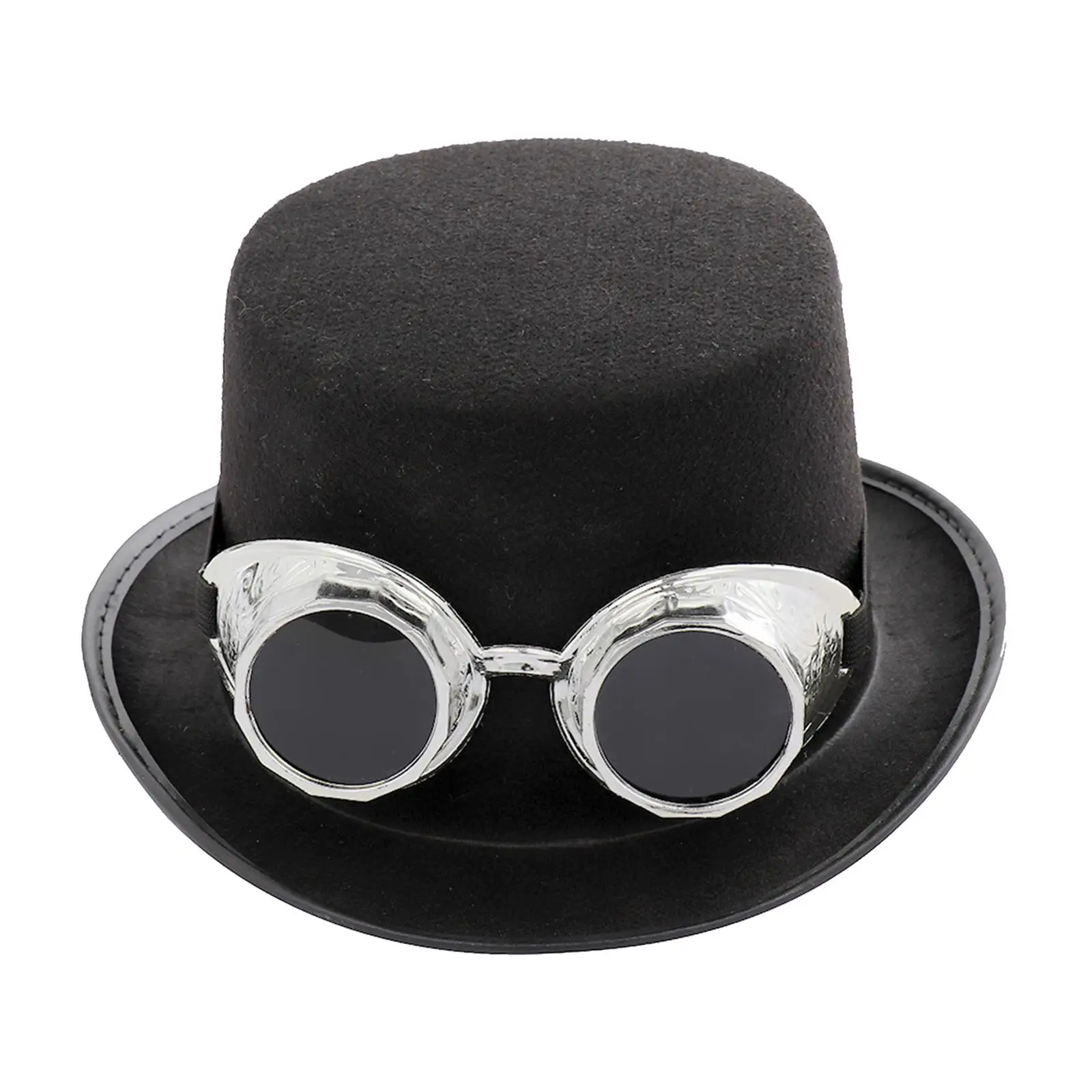 Cosplay Hat Goth Steampunk Top Hat with Goggles Cosplay Costume Hat for Men and Women