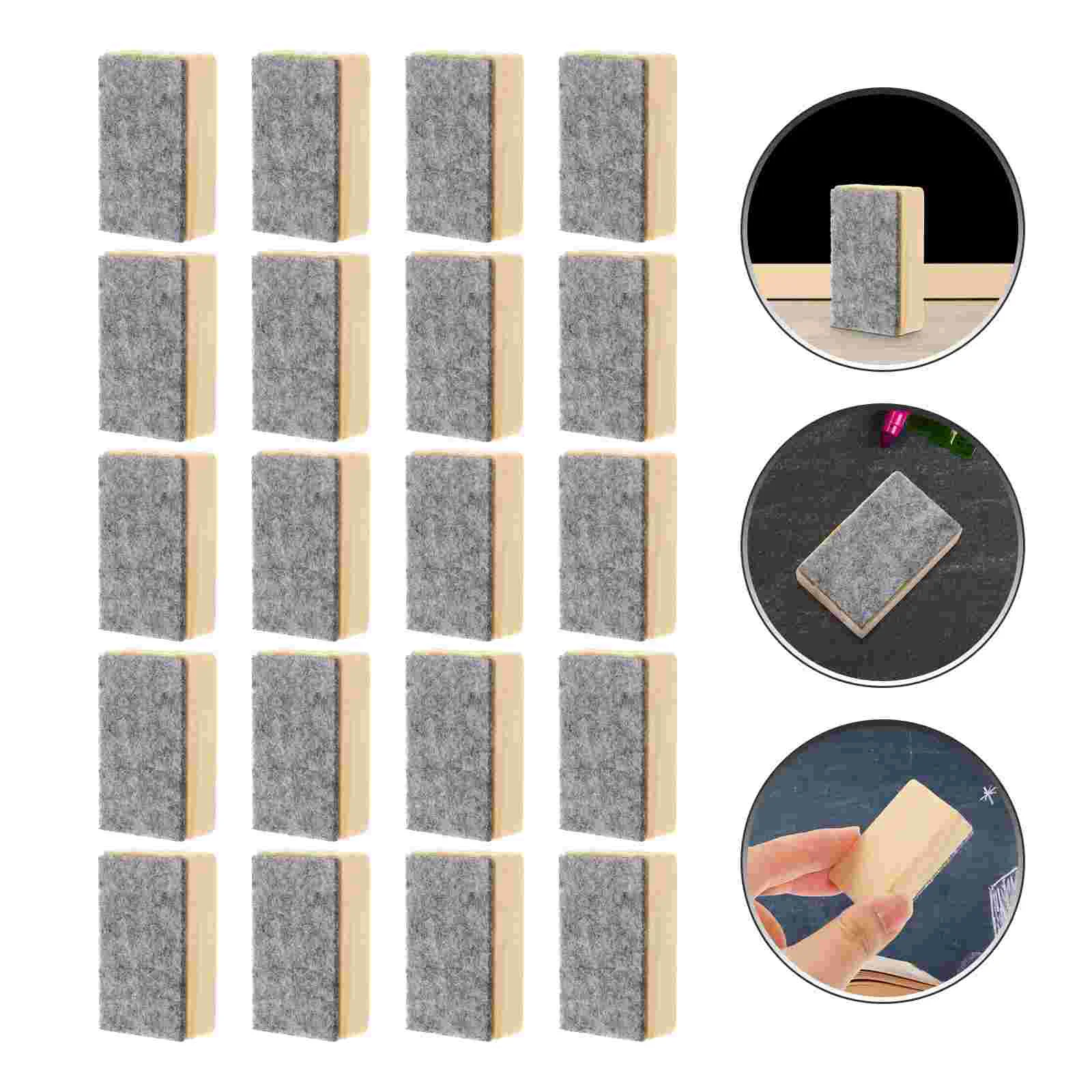 20 Pcs Small Blackboard Eraser Dry School Whiteboard Eraser Magneticboard Cleanerboard Wiper Cleaner Magnetic Felt