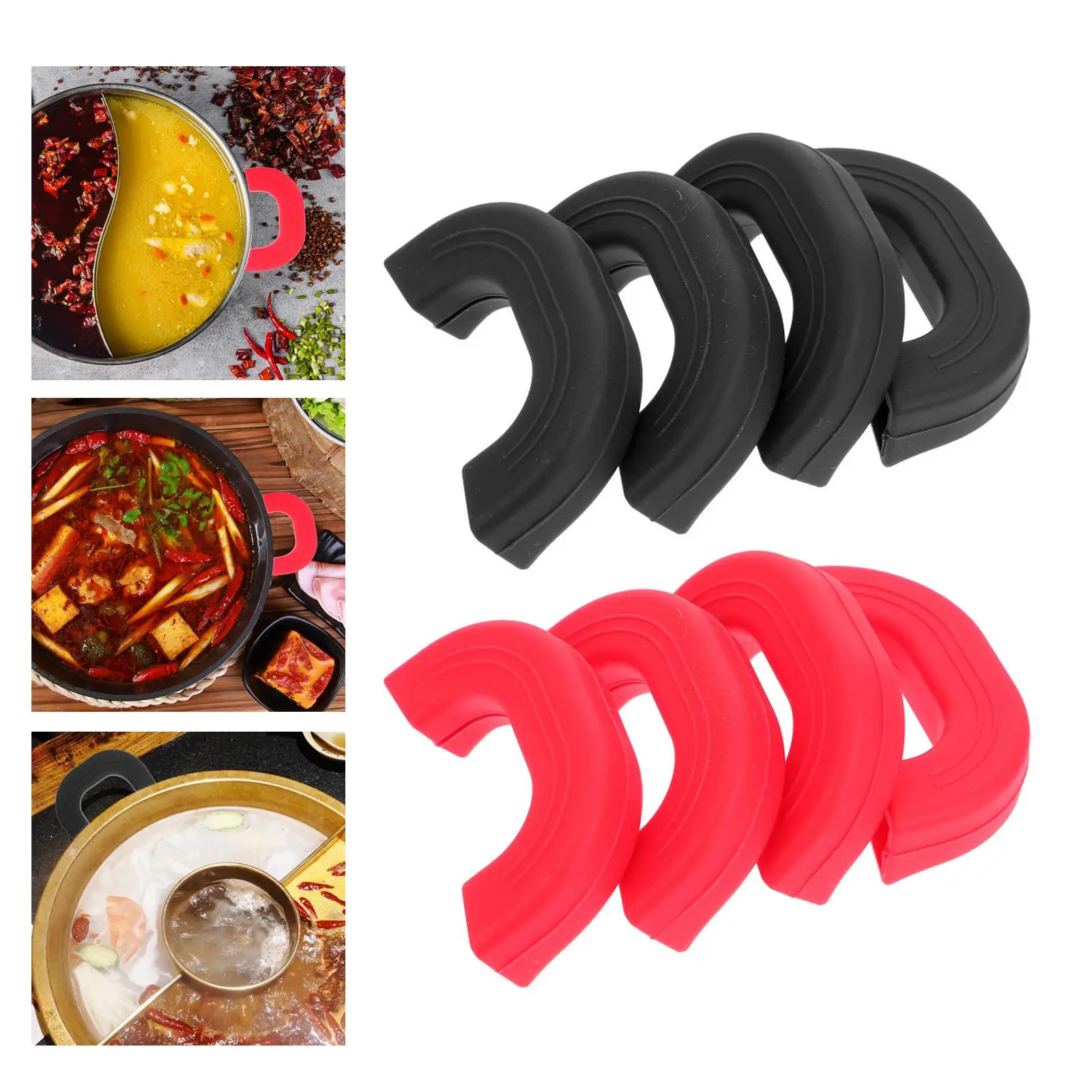 4 Pieces Silicone Assist Handle Holder Hot Pot Handle Kitchen Gadgets Potholders Non Slip Handle for Skillets Plate Woks Pans