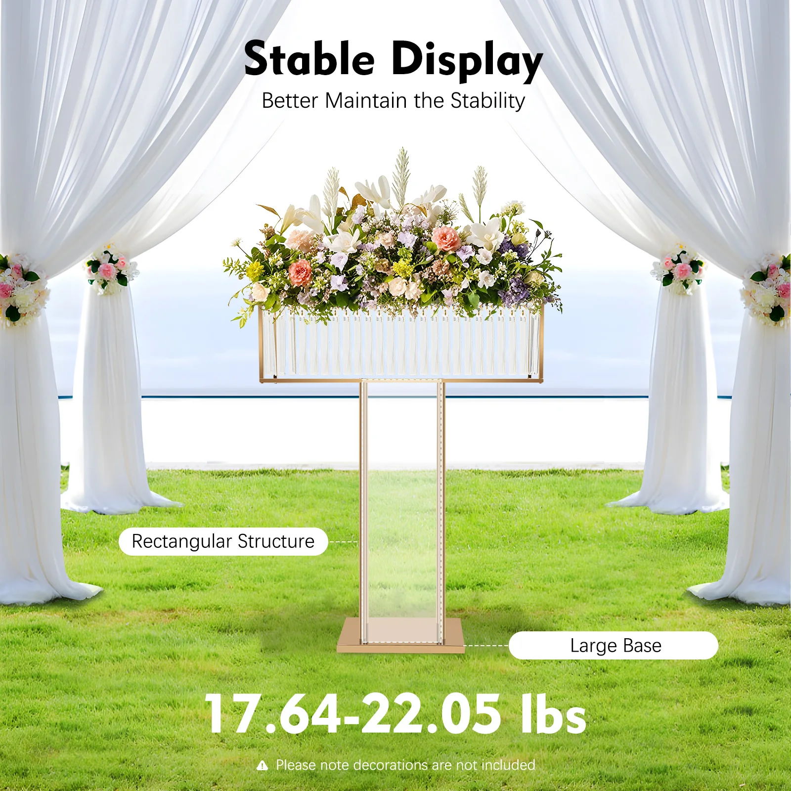Crystal Flower Stand Sparkling Crystal Wedding Arch with Gold Frame  Beaded Curtain Flower Stand for Sweetheart Table Ceremony