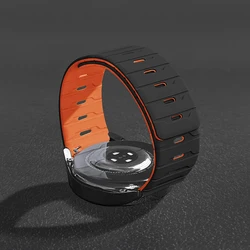 Magnetic Silicone Loop Strap - Versatile Smartwatch Bracelet - 22mm Universal band (20 black orange)