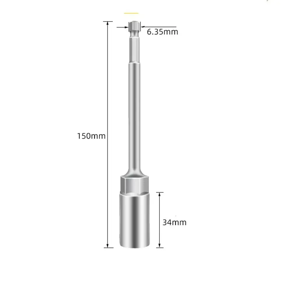 Krachtige 전동 공구용 임팩트 소켓 어댑터, 깊은 파워 너트 드라이버 드릴 비트 세트, 6.35mm 육각 150mm 길이, 6-19mm, 14 개