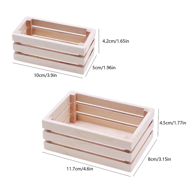 1:12 Mini Basket Baskets Miniature Crates Crafts Storage Wooden Dollhouse House Furniture Tiny Model Container Accessory 2 Sizes desktop pen holder multi function pencil holder wooden pen container pen accessory