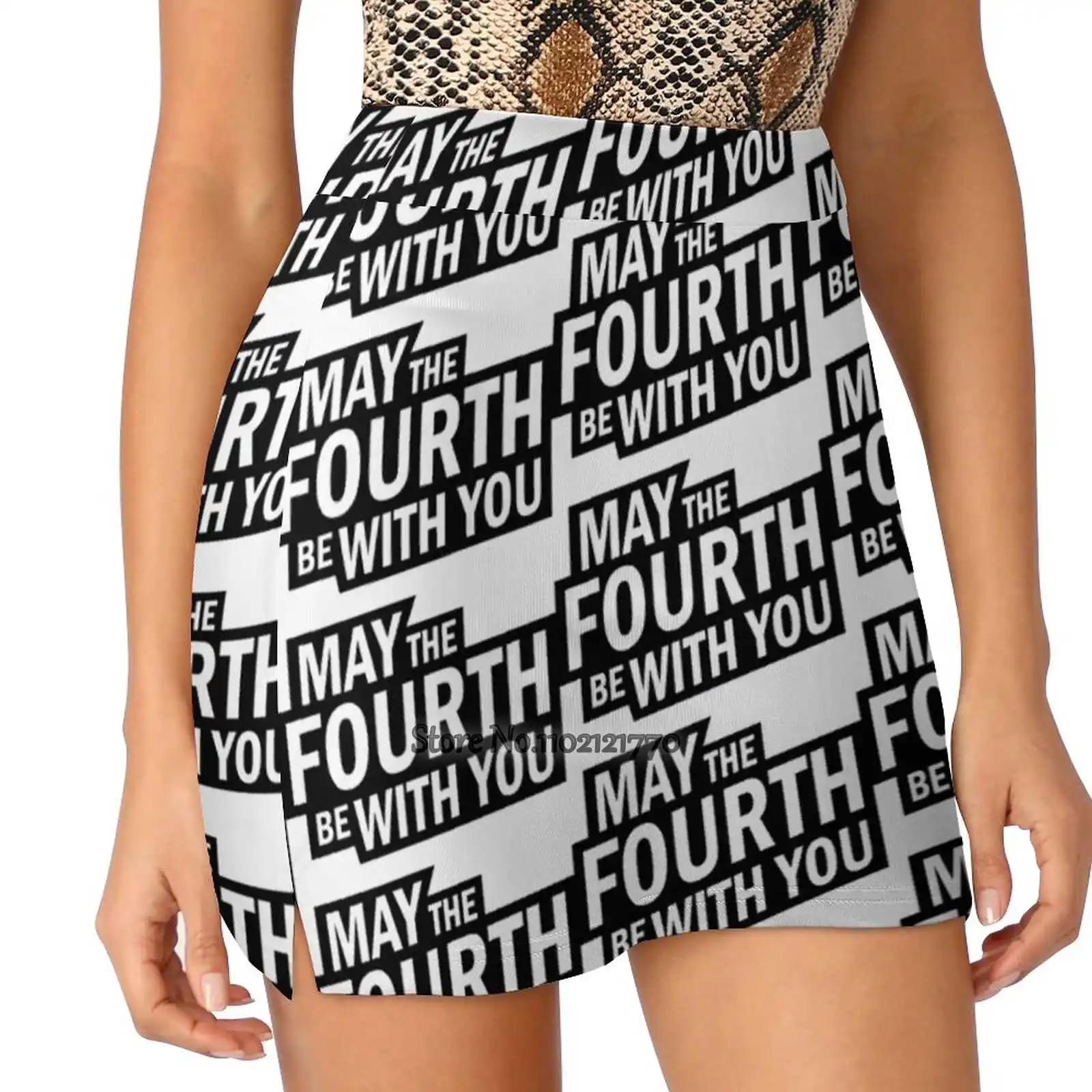 

May The Fourth Be With You Women'S Summer Fake Two Piece Skirts Casual Sports Beach Skirt Girl Skorts Typography Graphic Design