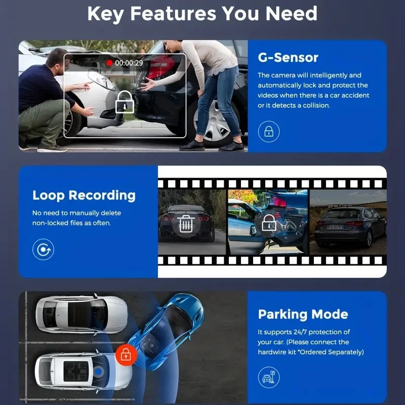 WIFI APP Control Car Dvr 2/3 Channel 1080P Dash Cam for Cars Front optional Rear View Recorder Video Car Camera Assecories