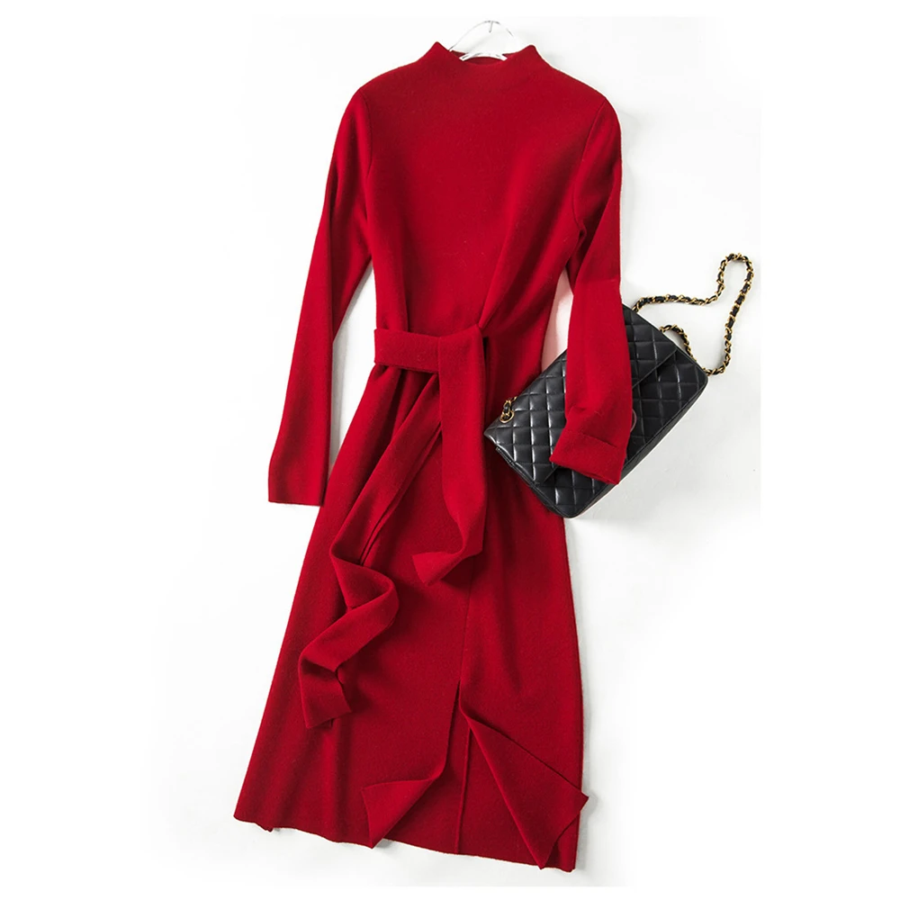 

Spring Autumn Women's Dresses 2023 New Trendy Slim Ladies Knitted Sweater Dress Casual Large Size Female Dress OL Clothing