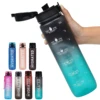 1pc 1000ml large capacity transparent plastic water bottle with cap and handle, multiple colors available, suitable for outdoor,