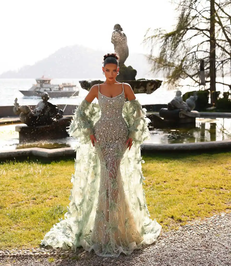 السباغيتي الأشرطة كريستال حورية البحر فساتين السهر...