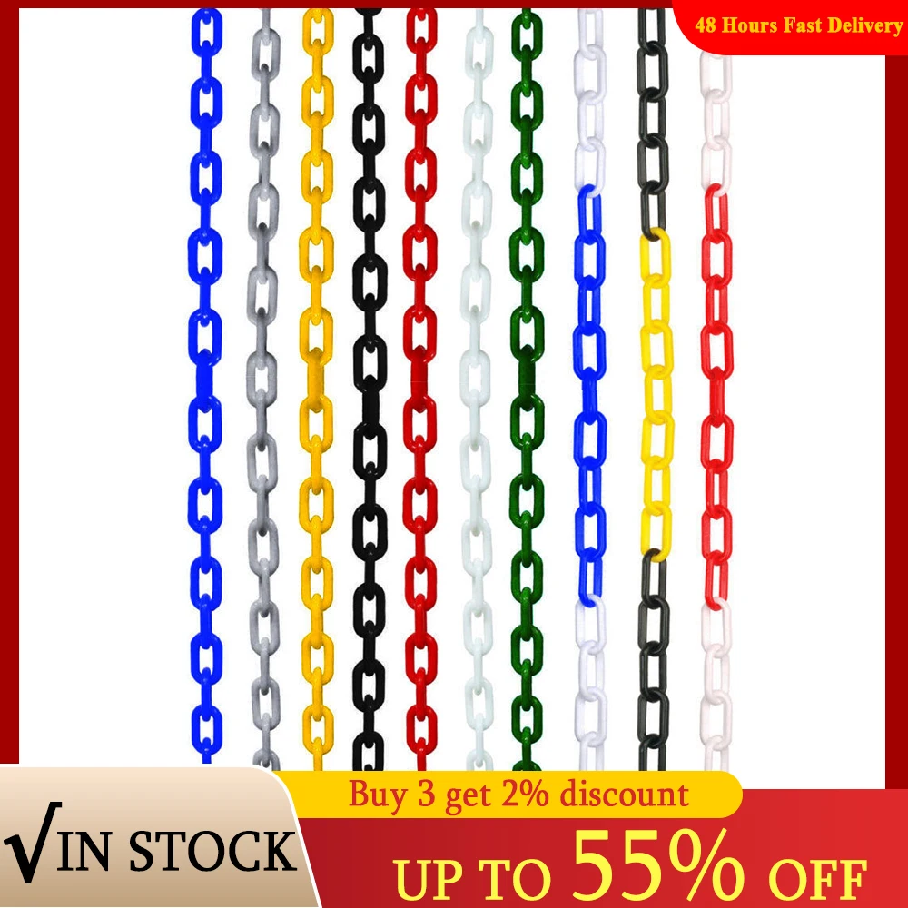 Plastic Chain Colorful Chain Barrier Safety Road Warning Block Link Traffic Crowd Protection Accessories Necklace Garden 5m/10m