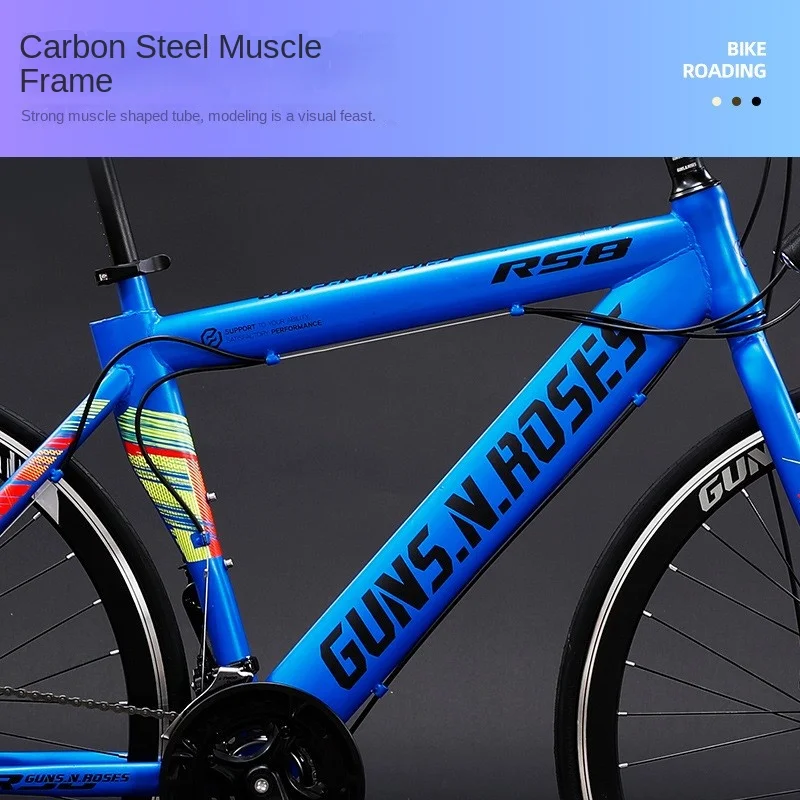 FJ Carbon Steel Lightweight And Flexible Road Bike Men's Competition Entry Variable Speed Bike Sports Car Curved Handle Bike New 2