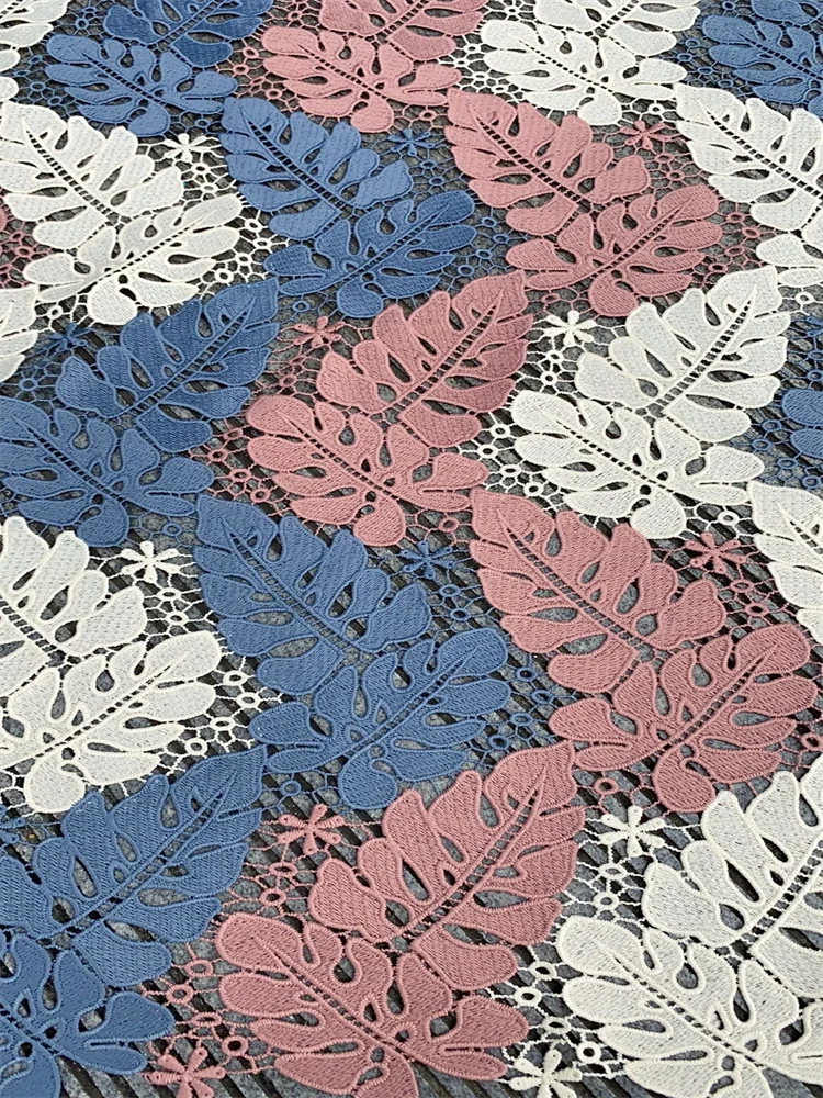 Neuer Stil Nigerianischer Spitzenstoff 2024 Hochwertige Wasserlösliche Bestickte Modische Weiche Spitze 5 Yards – Detail 14
