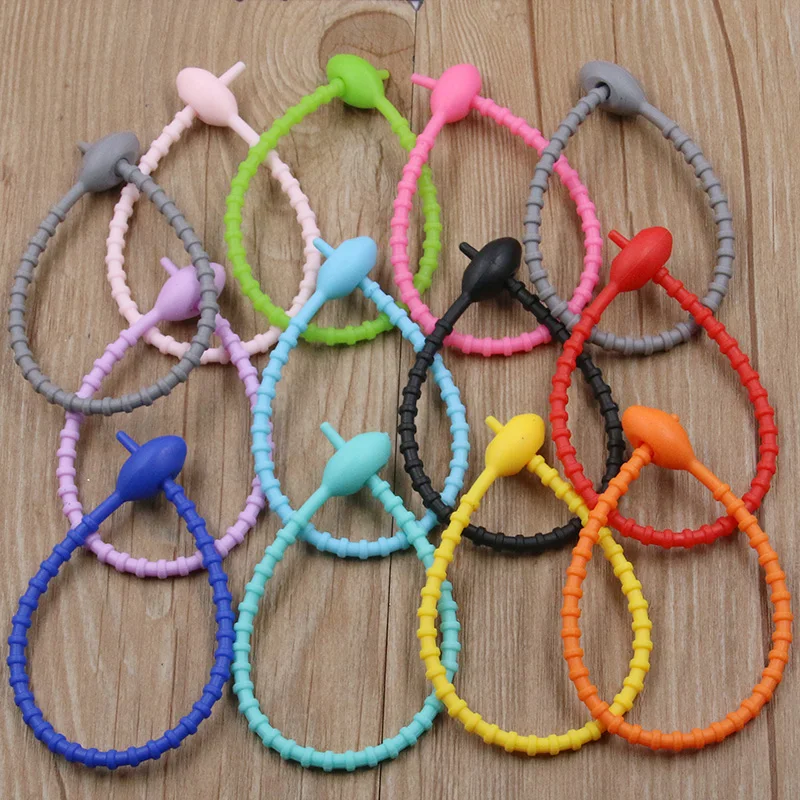 10Pcs/Lot 13 Color Silicone Reusable Bag Ties Twist Wire Fasten Cable Zip Tie Headset Data Line Wire Universal Magic Tie