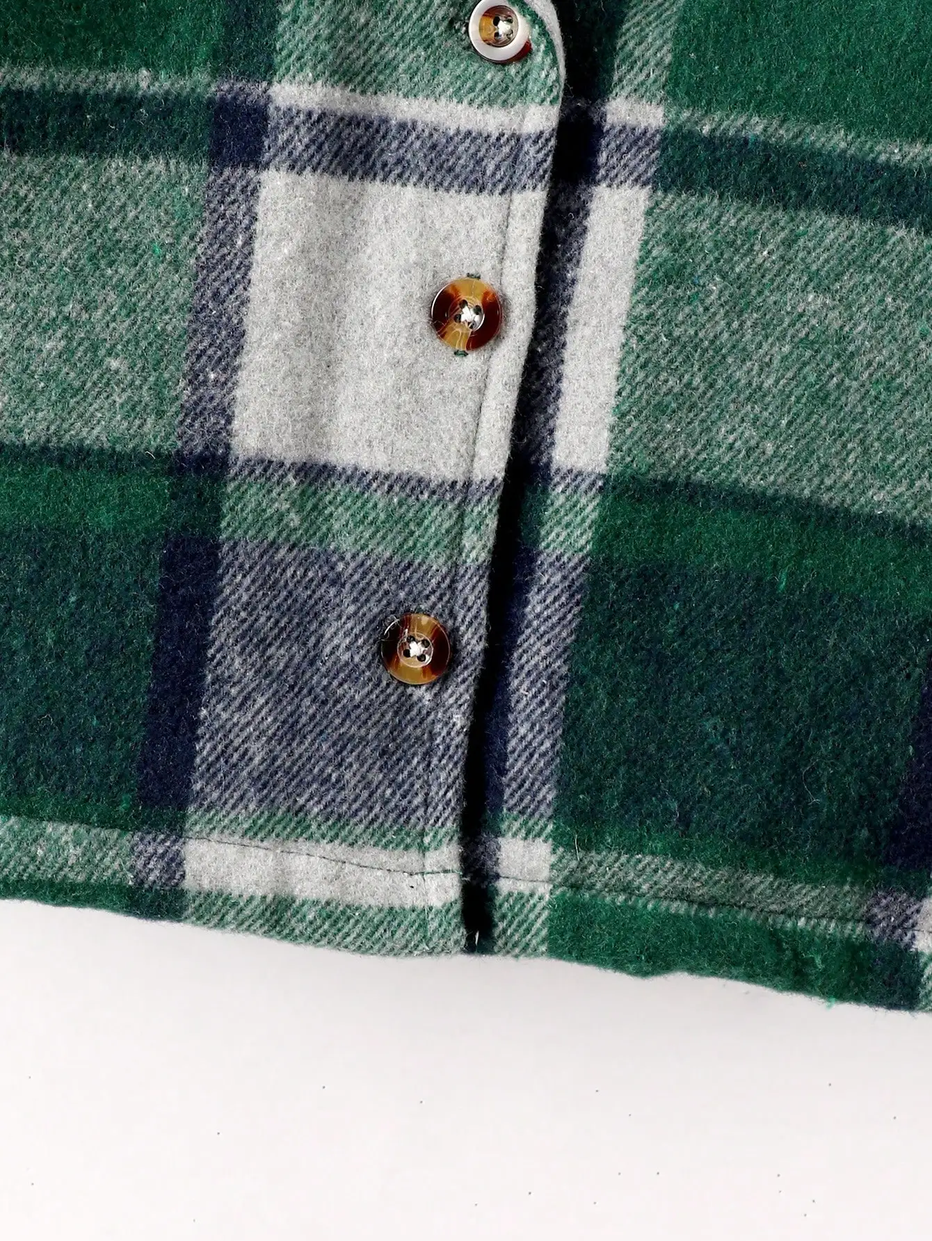 Japanese-Korean Style Boy Baby Gentleman Lapel Small Coat Green Plaid Long-Sleeved Breasted Thick Coat Matches Everything
