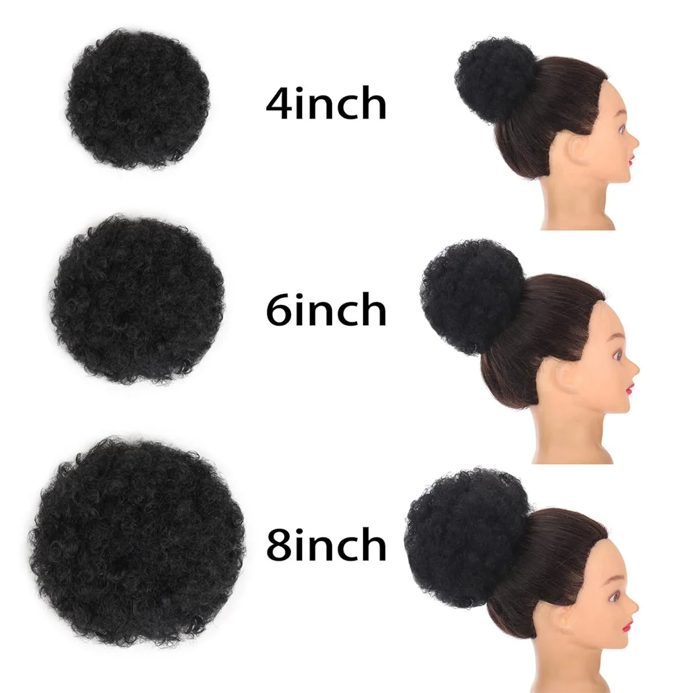Human hair extensions Afro puff drawstring ponytail kinky curly bun short updo hairpieces for Black women girls