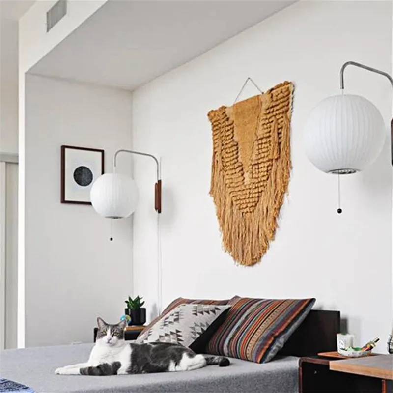 Nelson Wall Lamp japanese Silk swing wall lamp For Bedroom Home Bedside office lamp Hotel restaurant decoration reading light 6