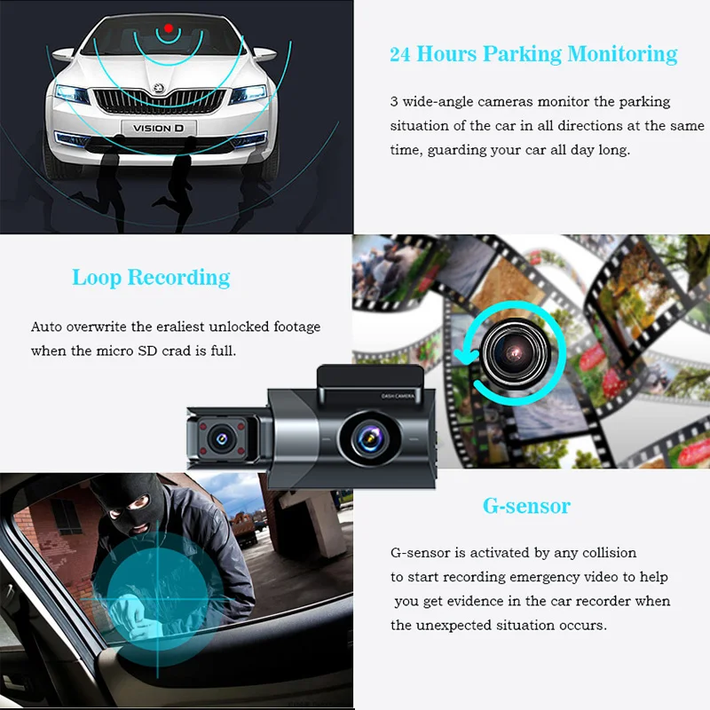   ķ, ڵ DVR, 3 ä   ĸ ī޶,  GPS    , ڵ ׼, 4K