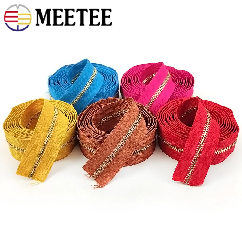 

1/2/3Yards 5# Metal Zipper Tape for Sewing Clothes Continuous Zippers Roll Luggage Zip Repair Kit Coat Jacket Zips Accessories