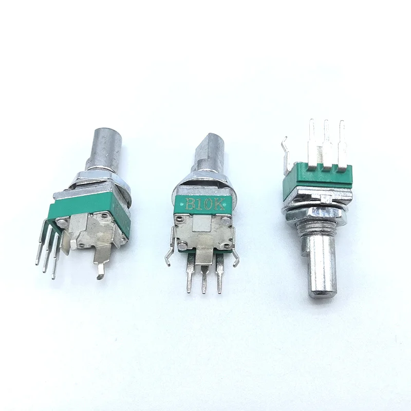 2 pcs R097 Precision Potentiometer Vertical bent foot single channel B10K Half shaft 15mm multiturn potentiometer rotary potentiometer adjustable resistor