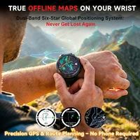 Nouveau GPS cartes hors ligne montre intelligente 1.43 "AMOLED militaire sport Smartwatch 4GB mémoire lecteur vidéo 30m natation Bracelet étanche 2