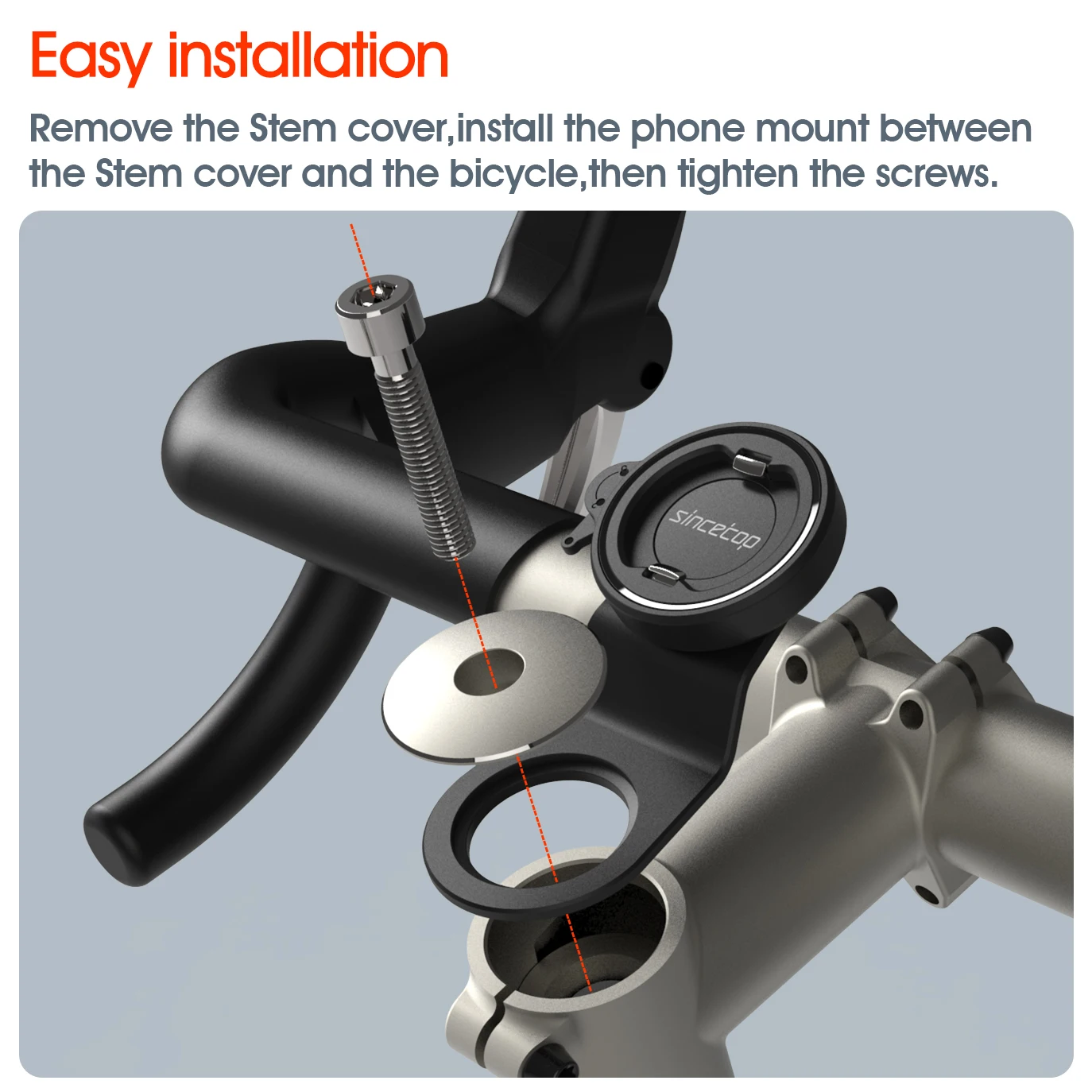 Mountain Bike Stem Phone Mount,Bicycle Cell Phone Holder,Universal Aluminum Handlebar Phone Cycling MTB Quick Attach/Detach