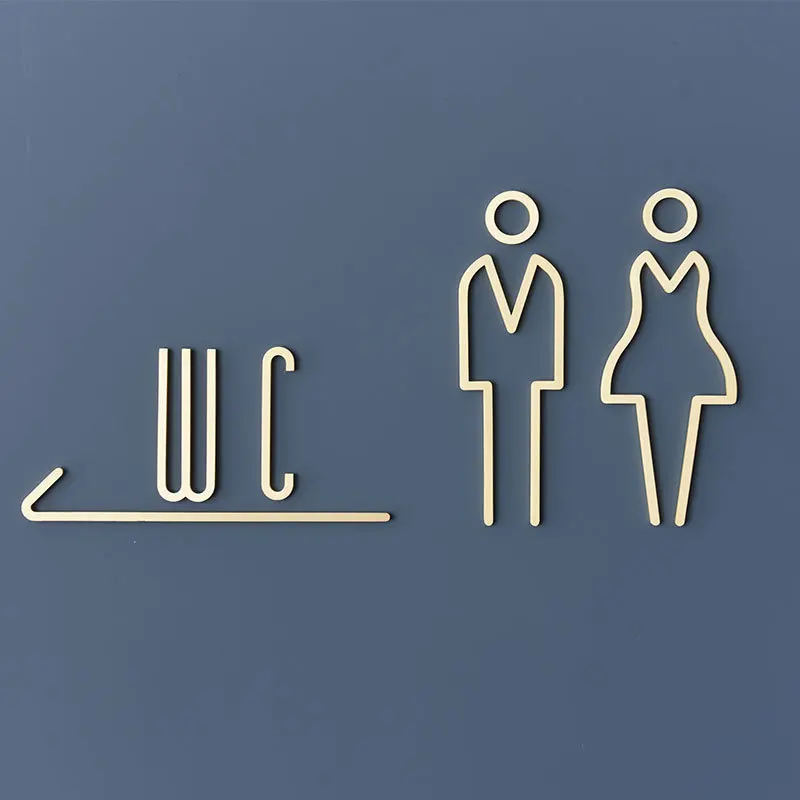 Solid Brass Toilet Identification Creative Bathroom Logos Three