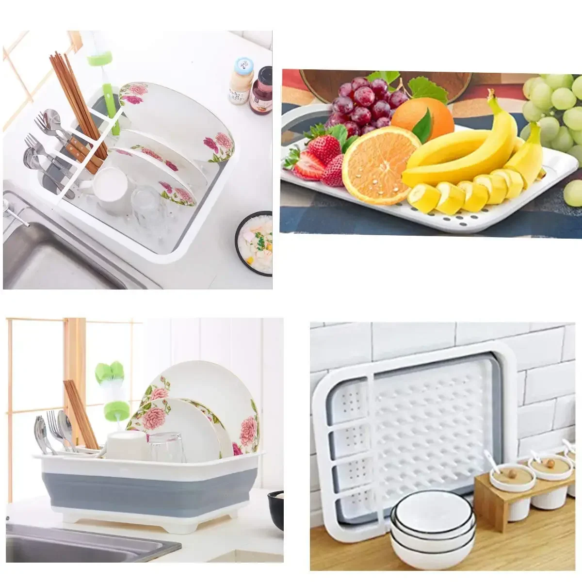 

Collapsible Kitchen Bowl Plate Plastic Storage Box Vegetable Washing Draining Basket Multifunctional Foldable Dish Draining Rack