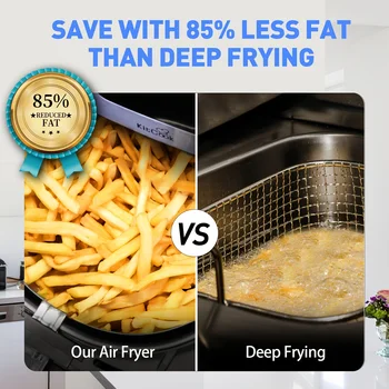 1PC KitCook Large Air Fryer XL, 1500W 120V 6.8QT Stainless Steel Air Fryers Oven, Nonstick Basket, LED Touch Screen 5