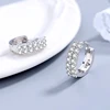 High Quality 925 Sterling silver Double row crystal Round Earrings Stud for women Fashion designer Jewelry Couple Gifts 5