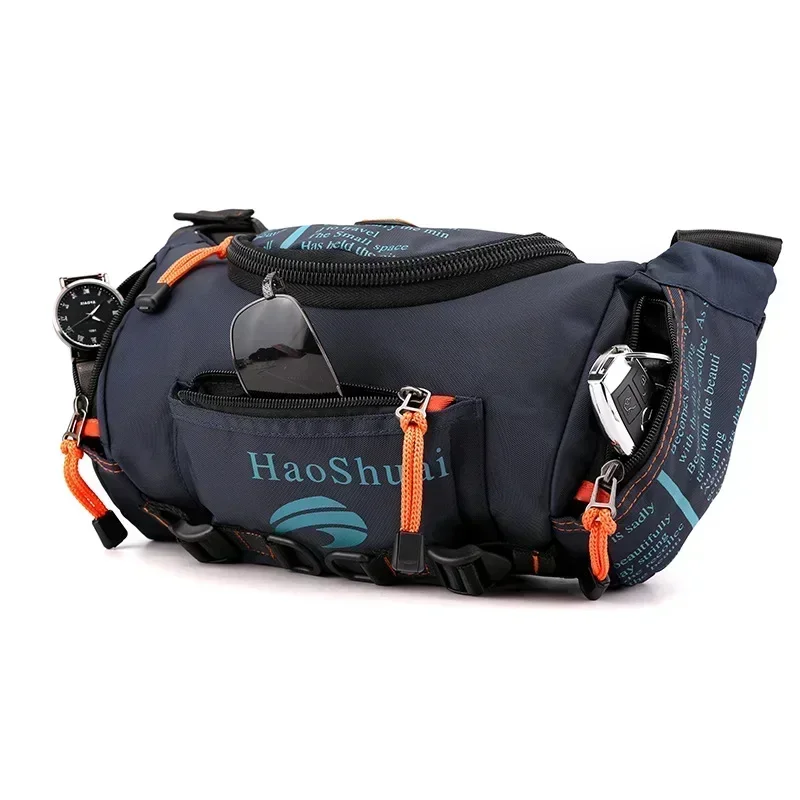 Men's waist bag large capacity multifunctional outdoor sports cylindrical travel crossbody chest splash-proof crossbody bag