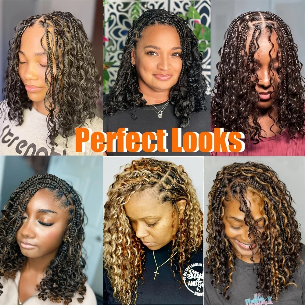 French Curly Braiding Hair Crochet Braids Extensions 22inch Pre Stretched Bouncy Braiding Hair Easy Braid Curl Braids Loose Wavy 6
