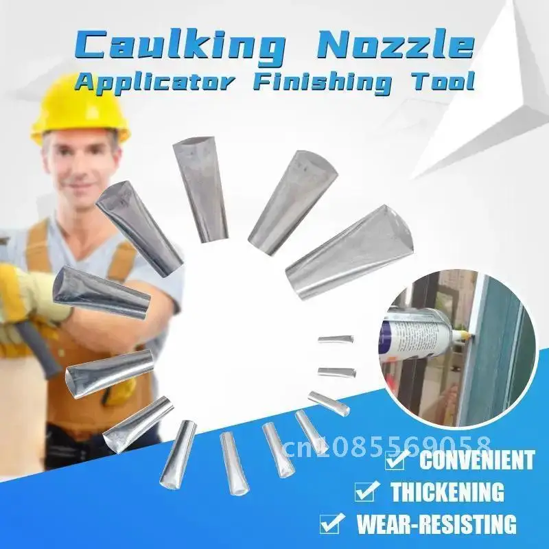 

14PCS/Set Steel Stainless Nozzle Caulking Applicator Glue Silicone Sealant For Kitchen Bathroom Sink Joint Finishing