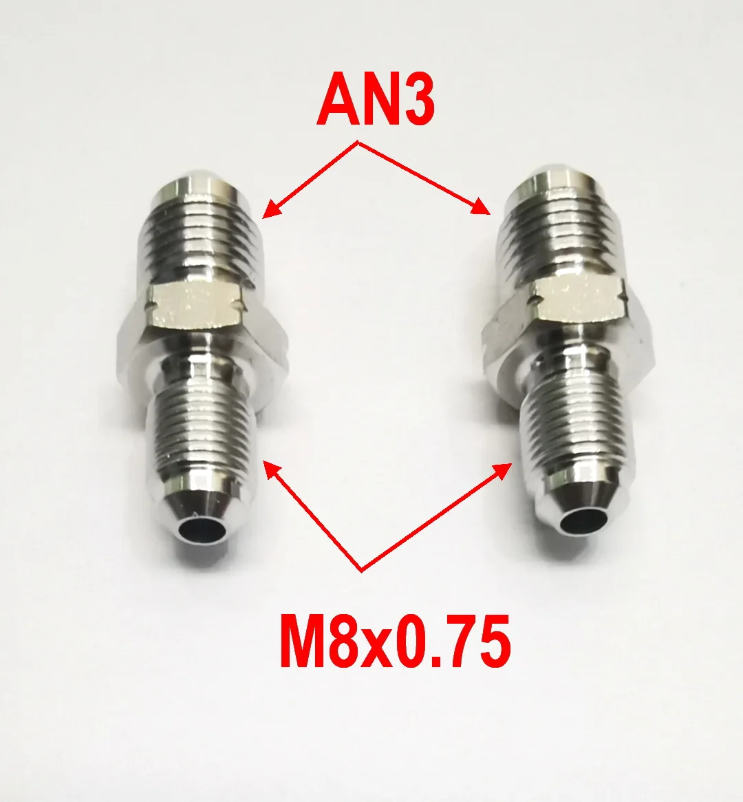 

Нержавеющий AN3 3/8-24unf Male к M8 x 0,75 Male тормозной адаптер