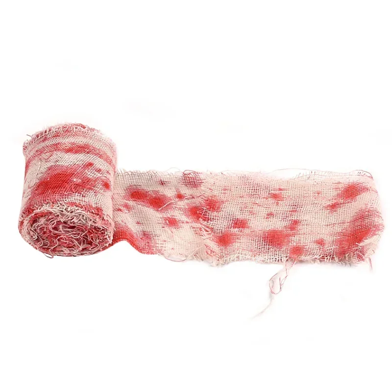 1m Scary Blood Gauze Cloth, Drape Doorways, Window, Wall Gauze for Halloween, Home Party, Haunted House Supplies