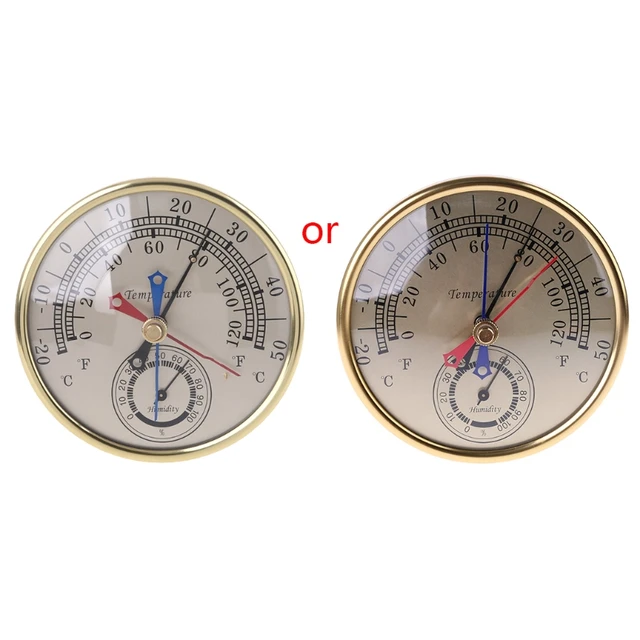 Indoor Analog Thermo-Hygrometer with 5 in. Dial and Stainless Steel Case