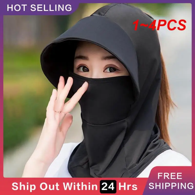

1~4PCS Fishing Hat Mask Ice Silk Breathable Summer Sun Hat Cycling Equipment Cycling Hat Mask Foldable Ice Silk Hat Mask