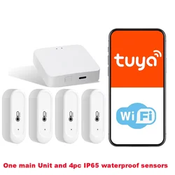 Smart Wireless Thermometer Kit with WiFi Indoor Temperature and Humidity Sensor for Remote Monitoring via Phone App (R4 With 4 Sensors)