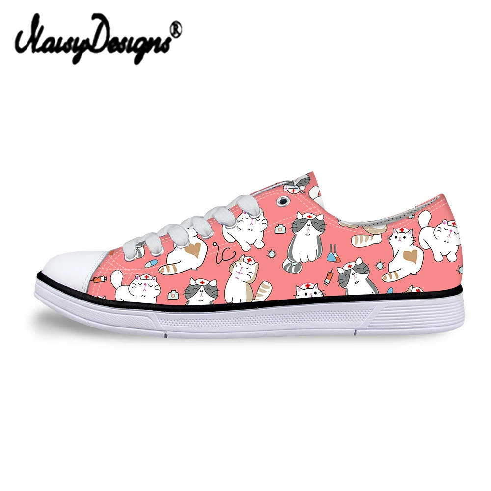 

Noisydesigns Funny Nurse Cat Pattern Low Top Canvas Shoes Women Casual Flat Shoes Fashion Spring/Autumn Vulcanized Sneakers 2021