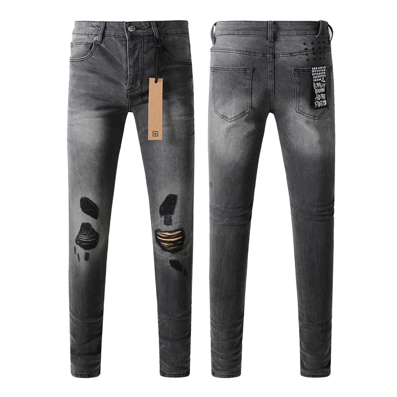 New High Quality Ksubi Cross Jeans American High Street Vintage Fringe Ripped Jeans Men Women Fashion Slim Low Rise Jeans 4