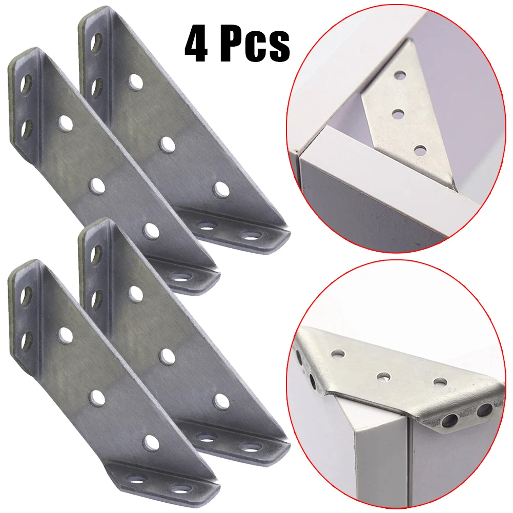 Description Picture 3 of item4PCS Stainless Steel Angle Corner Brackets Fastener Protector Right Angle Corner Stand Support Furniture Hardware Parts