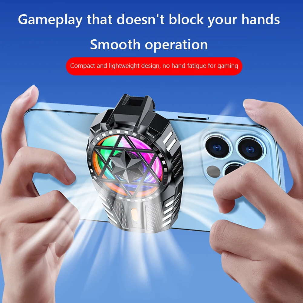 RGB 조명이 있는 X112 휴대폰 쿨러, 휴대폰 방열판, 충전식 스냅온 냉각 팬 쿨러, 반도체 냉각 방열판