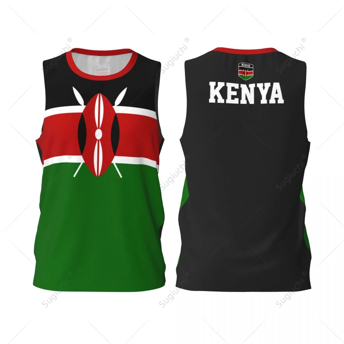 thumbnail image 1 of Camiseta deportiva de baloncesto para hombre con la bandera de Kenia, para correr, fitness, multifunción, sin mangas, con nombre personalizado exclusivo, 1 of 4