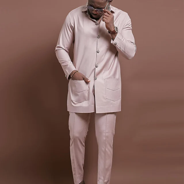 Seyi Long Sleeve Button Down Dashiki Outfit - Image 6