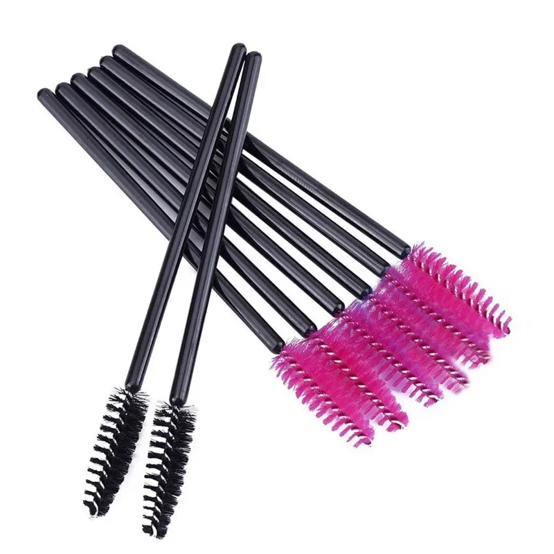 Wholesale 200 PCS Disposable Eyelash brush Mascara Wands Spoolies for Eye Lash Extension, Eyebrow and Makeup (Black&Rose red) 6