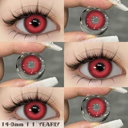 Vibrant Yearly Colored Contact Lenses - Natural Fashion Red & Blue (NEBULA - RED)