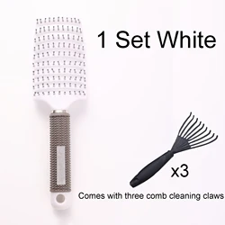 Enhanced Curved Vented Hair Brush - Paddle Design for Quick Drying & Versatile Styling (1 Set White)